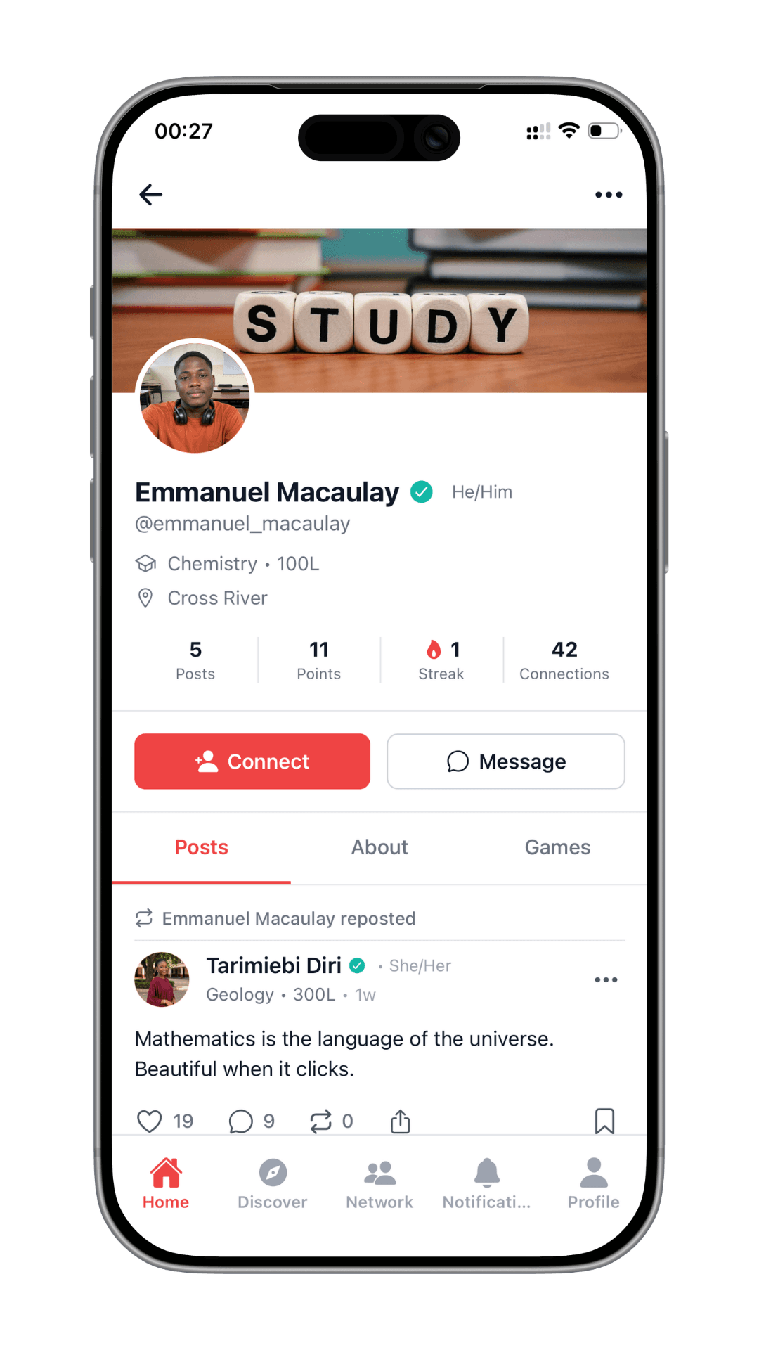 Yikora student profile page
